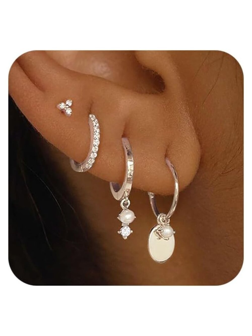 Dainty 14K Gold Plated Huggie Earrings Set Hypoallergenic Brass Earring Stacks